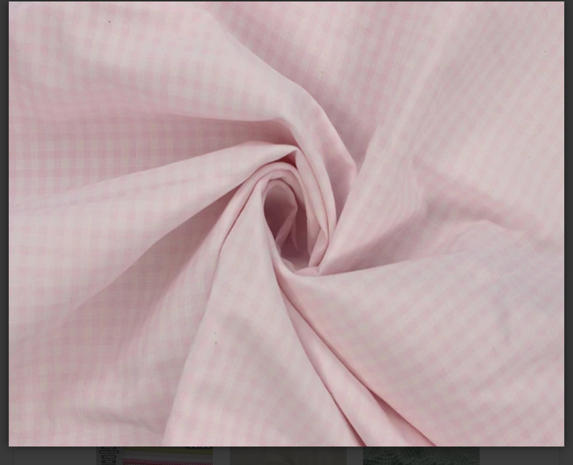 Polycotton gingham 1/8” fabric material