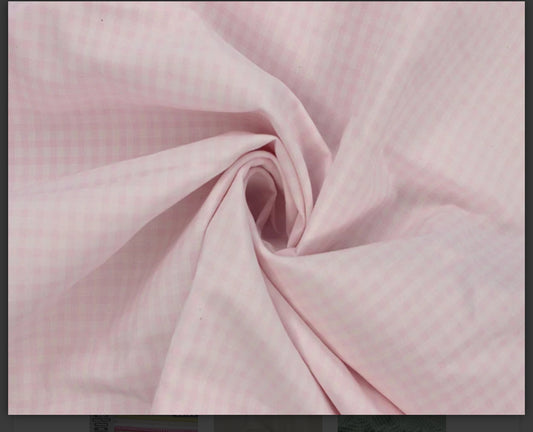 Polycotton gingham 1/8” fabric material check cute 45” wide