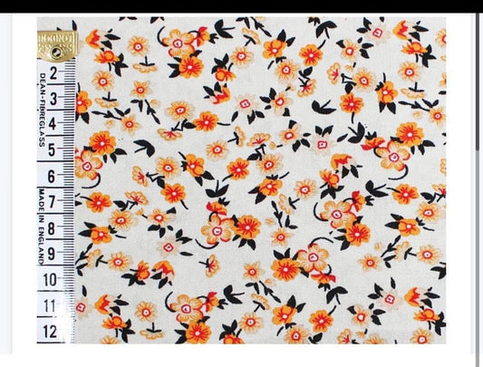 Dainty floral viscose fabric material ditsy lightweight summer floral flowers pretty
