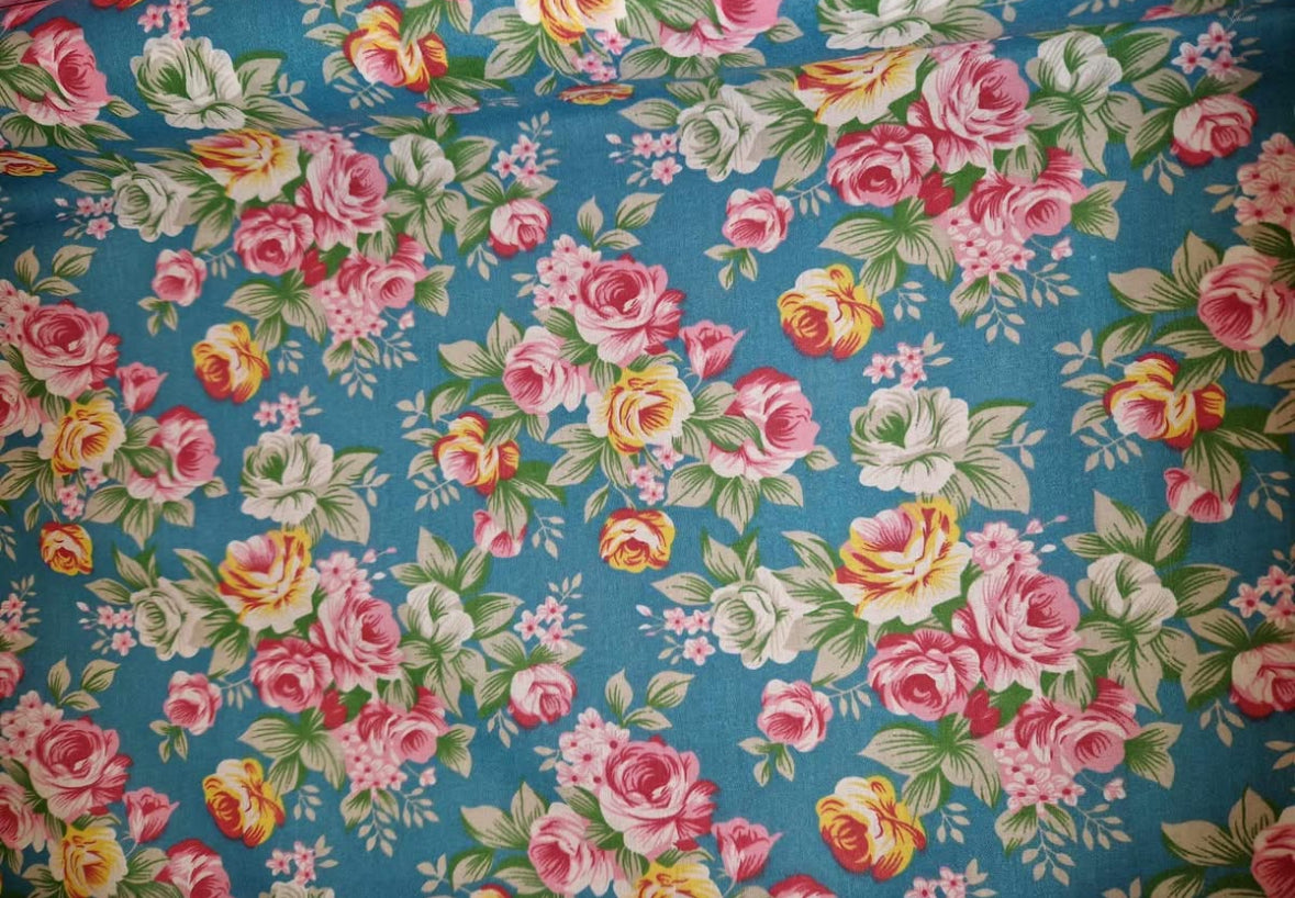 Polycotton florals fabric material