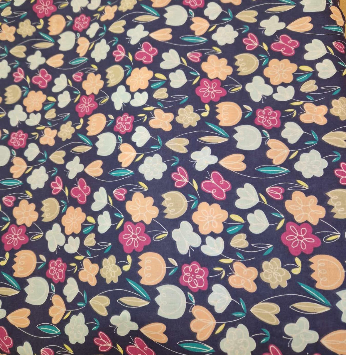Polycotton florals fabric material