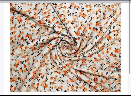 Dainty floral viscose fabric material