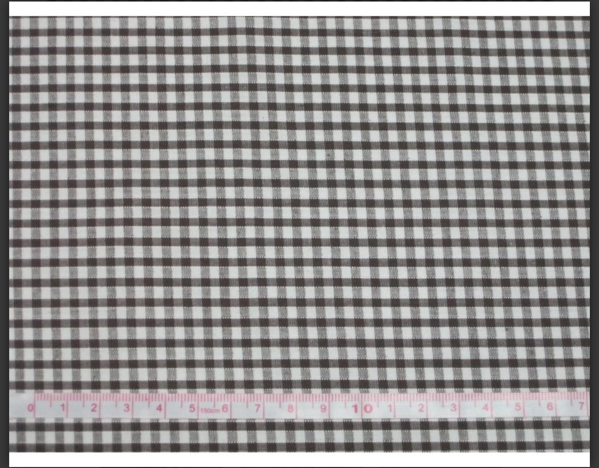 Polycotton gingham 1/8” fabric material