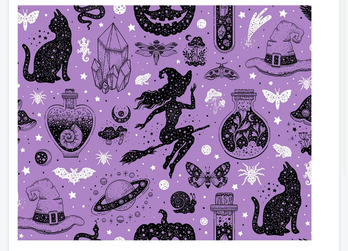 Polycotton Halloween witches scary pumpkins etc fabric material
