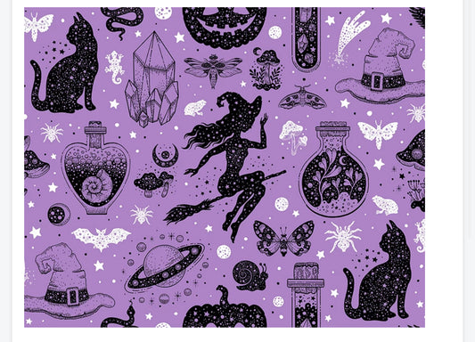 Polycotton Halloween witches scary pumpkins etc fabric material
