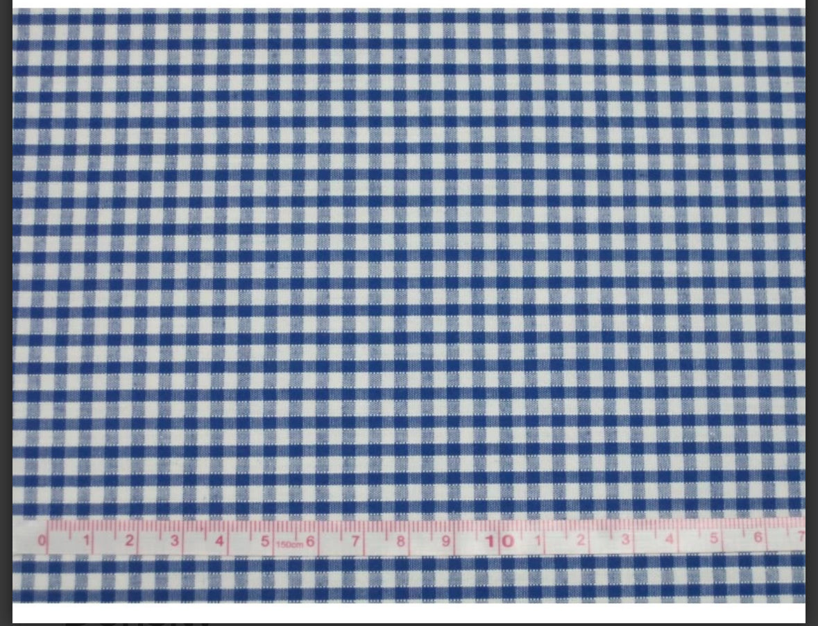 Polycotton gingham 1/8” fabric material