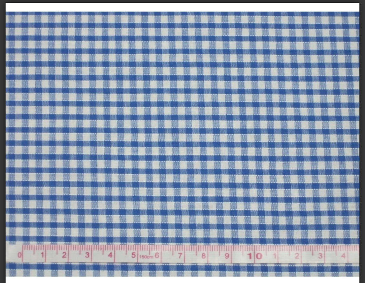 Polycotton gingham 1/8” fabric material