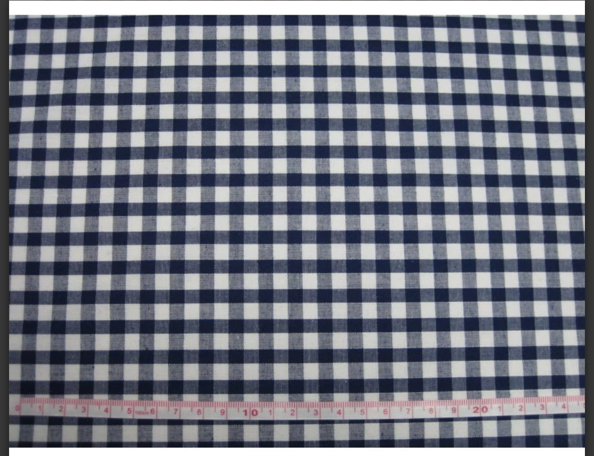 Polycotton gingham 1/8” fabric material
