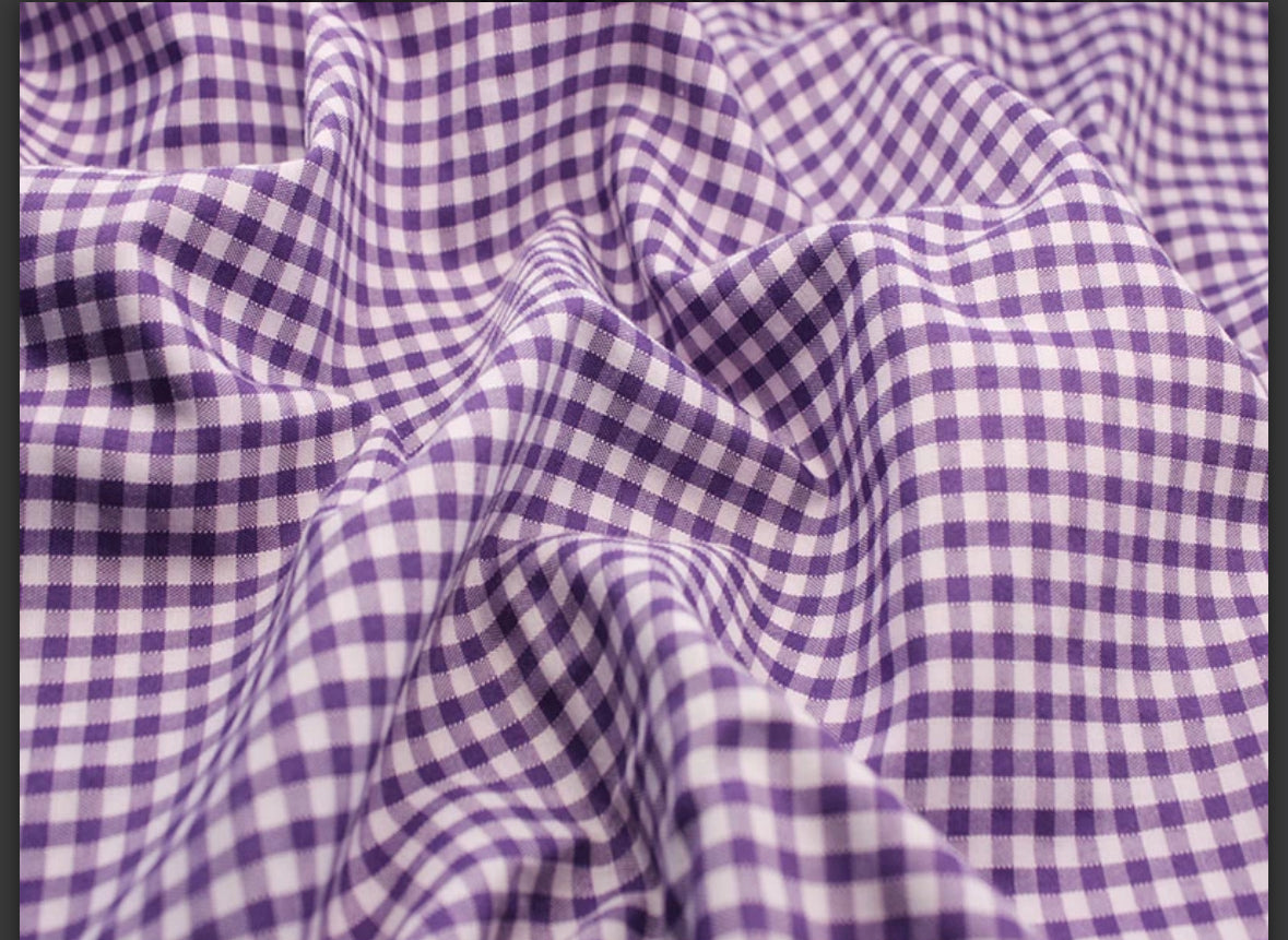Polycotton gingham 1/8” fabric material