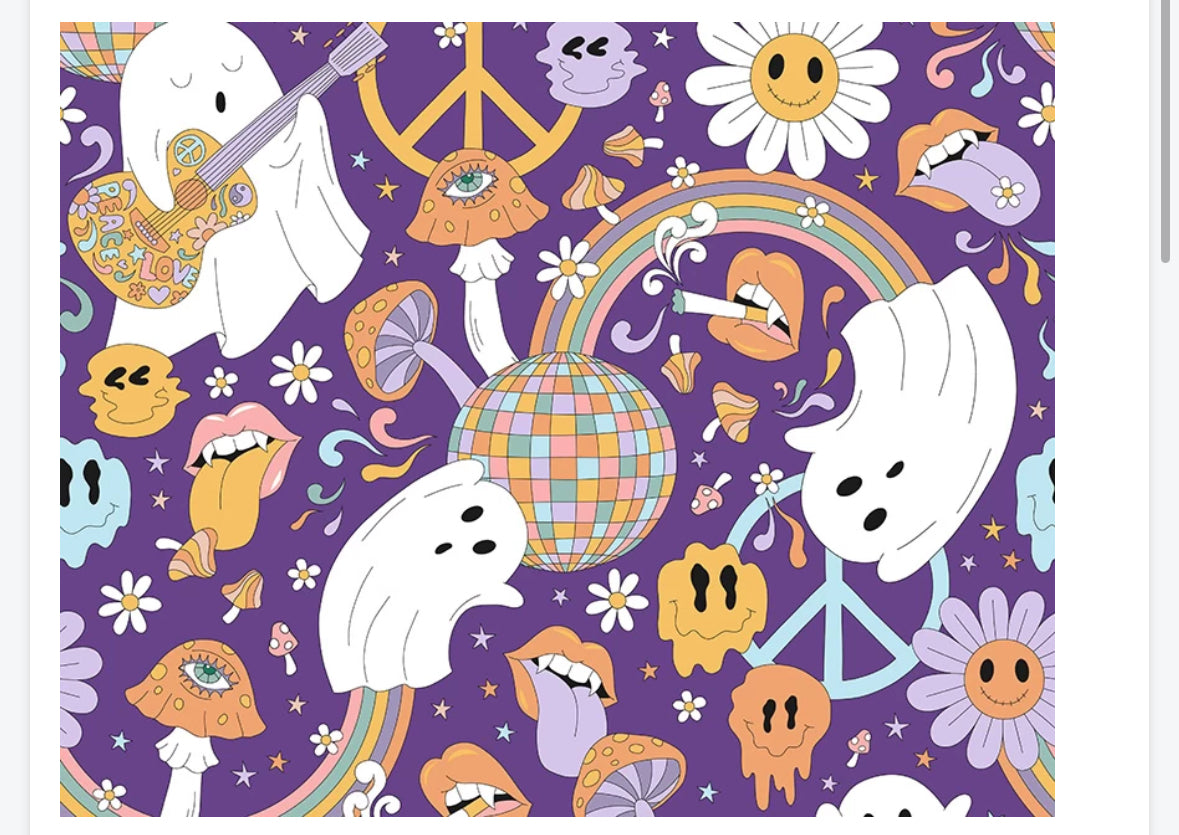 Polycotton Halloween witches scary pumpkins etc fabric material