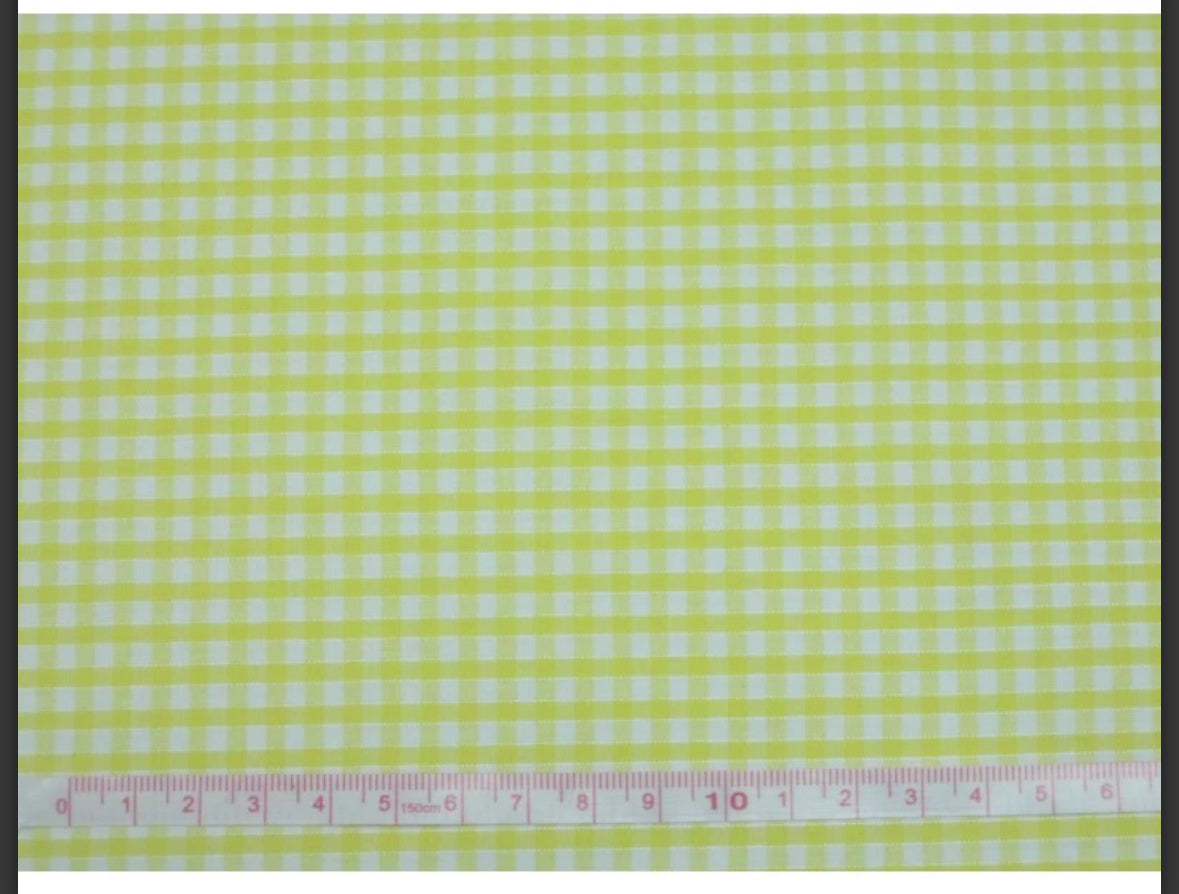 Polycotton gingham 1/8” fabric material