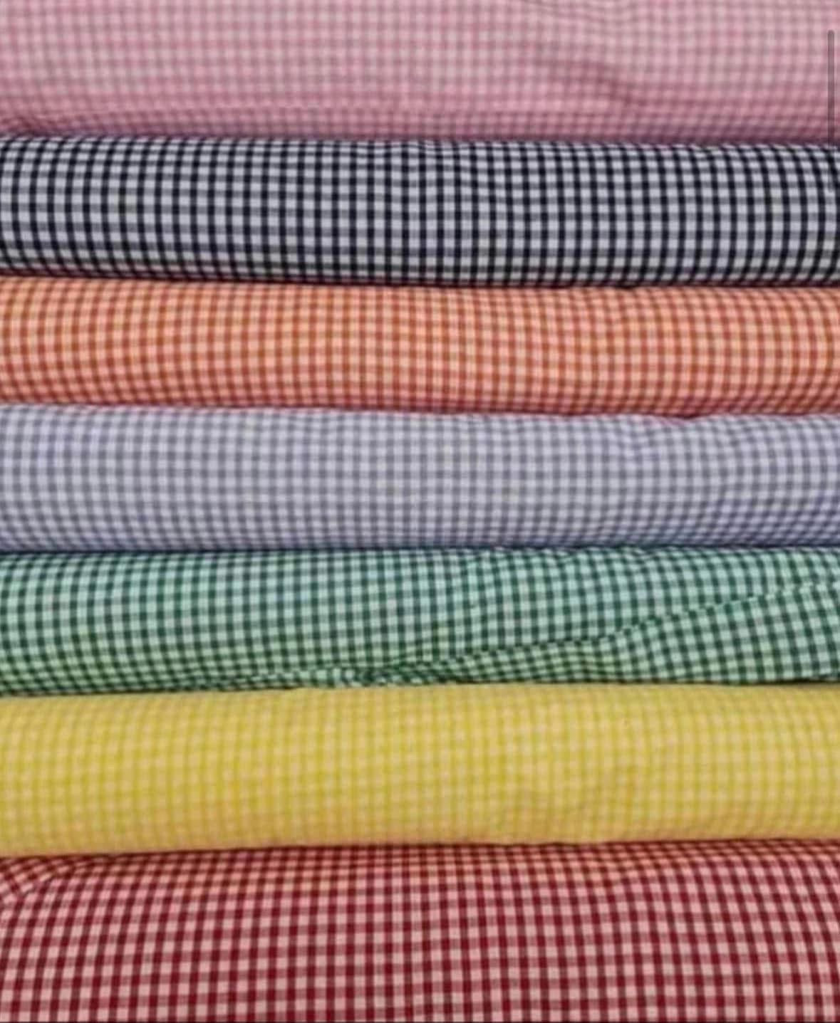 Polycotton gingham 1/8” fabric material