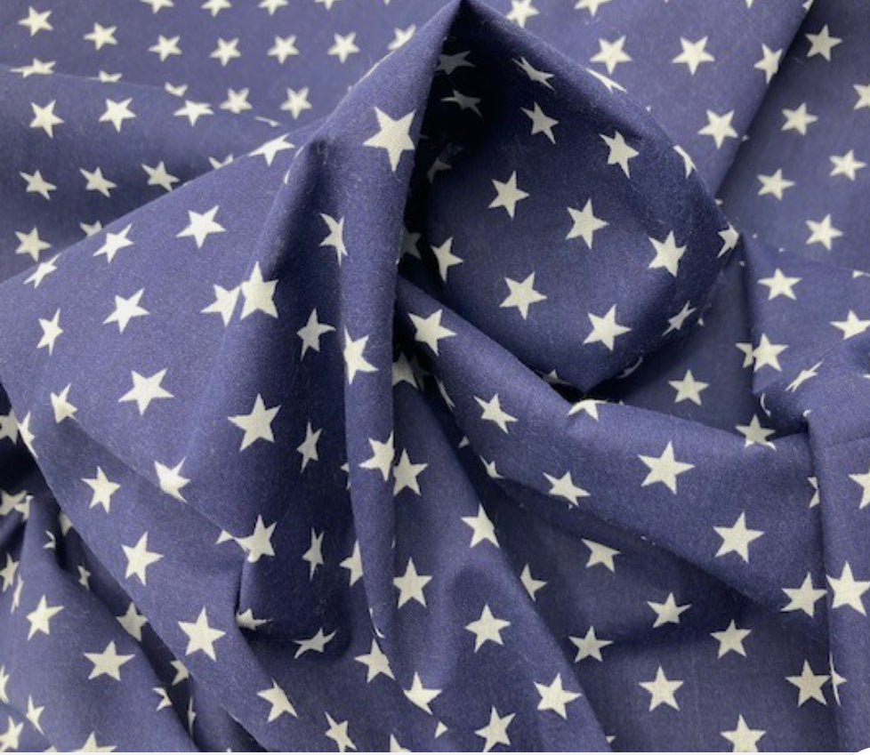 Polycotton dots spots stripes and stars fabric material
