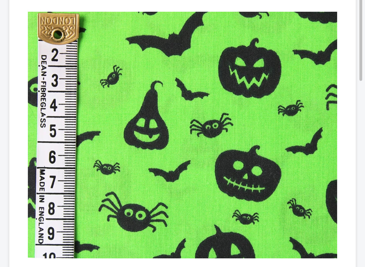 Polycotton Halloween witches scary pumpkins etc fabric material