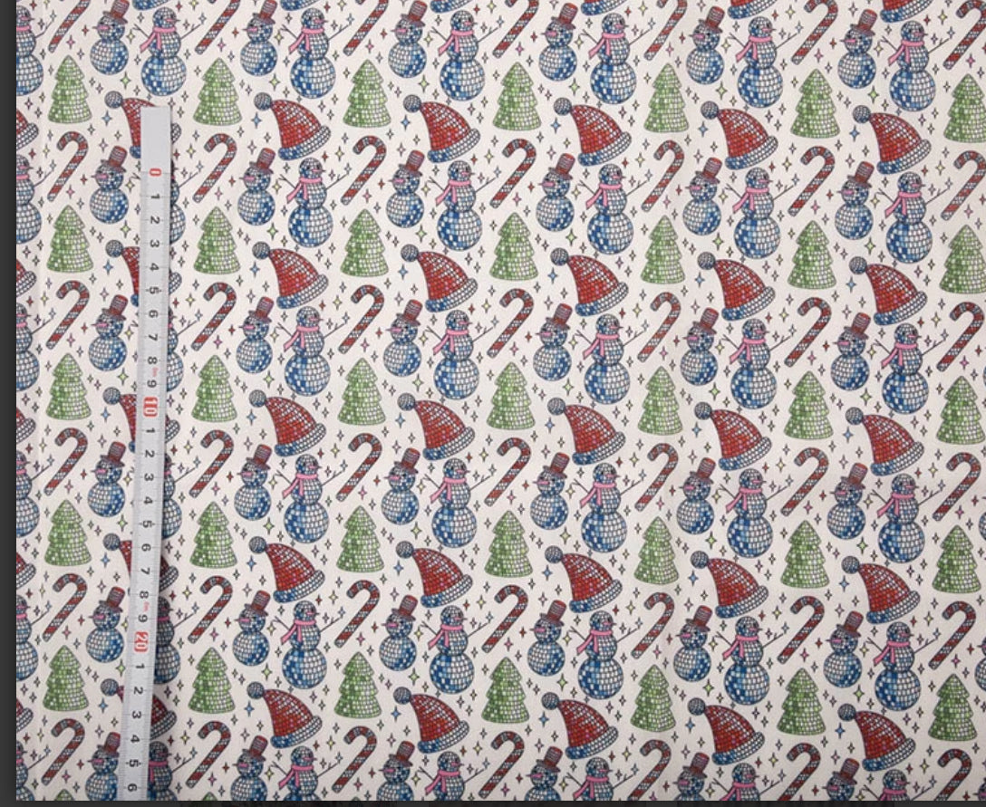 3d Polycotton fabric material Christmas