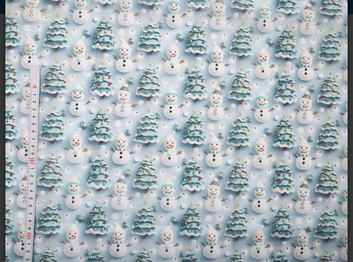 3d Polycotton fabric material Christmas