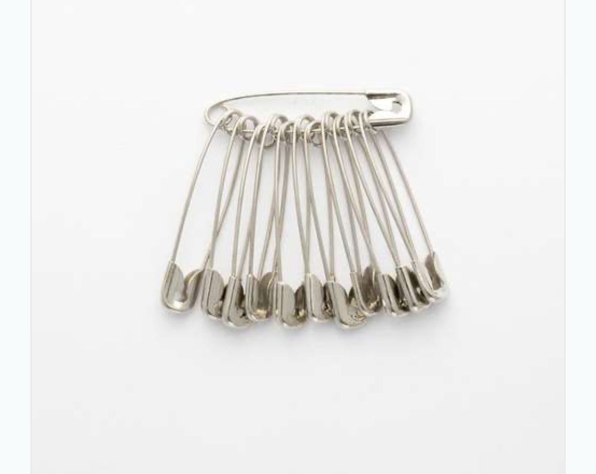 Nickel safety pins size 1 pack of 60 32mm long
