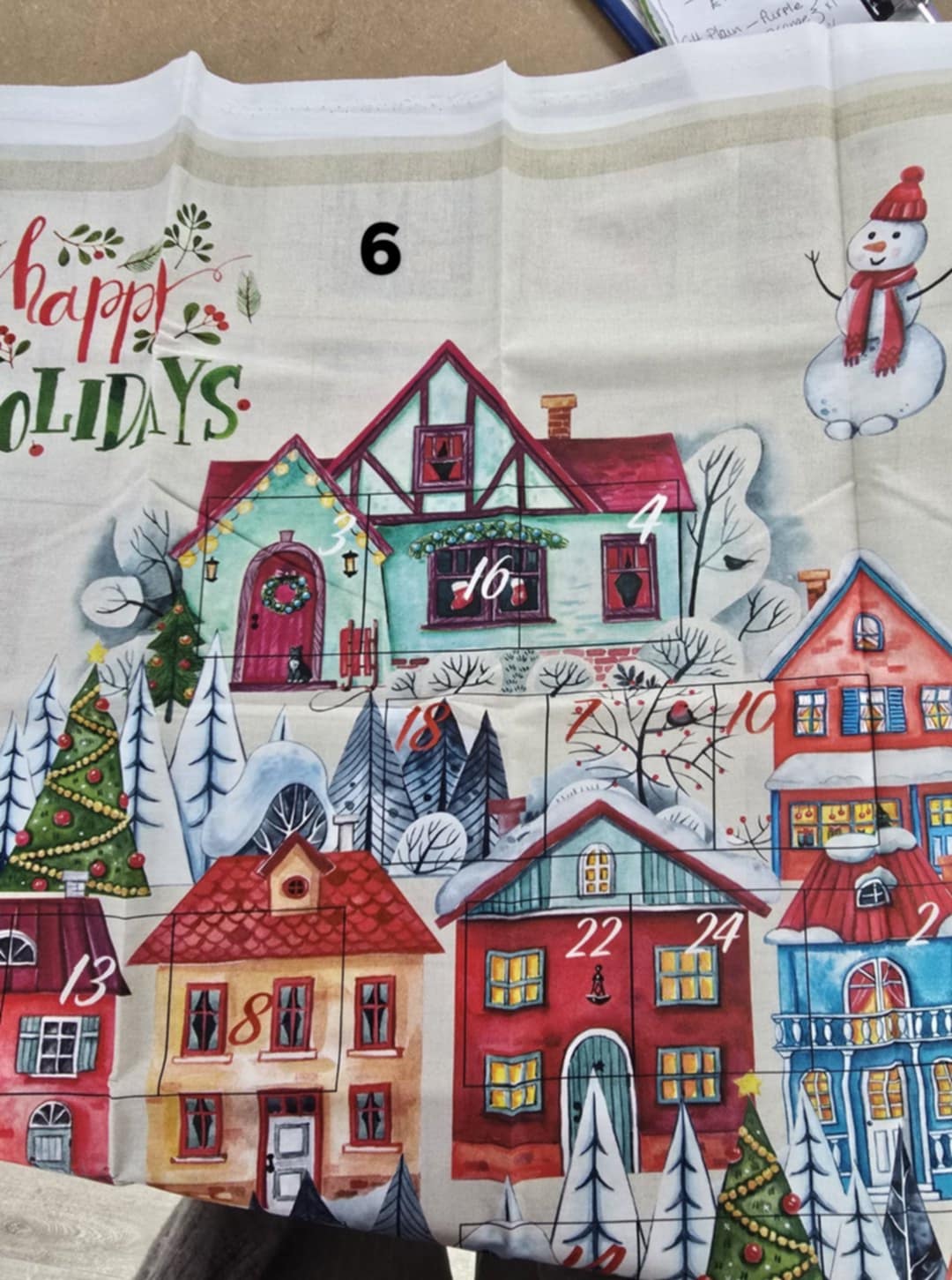 Make your own advent calender fabric panel