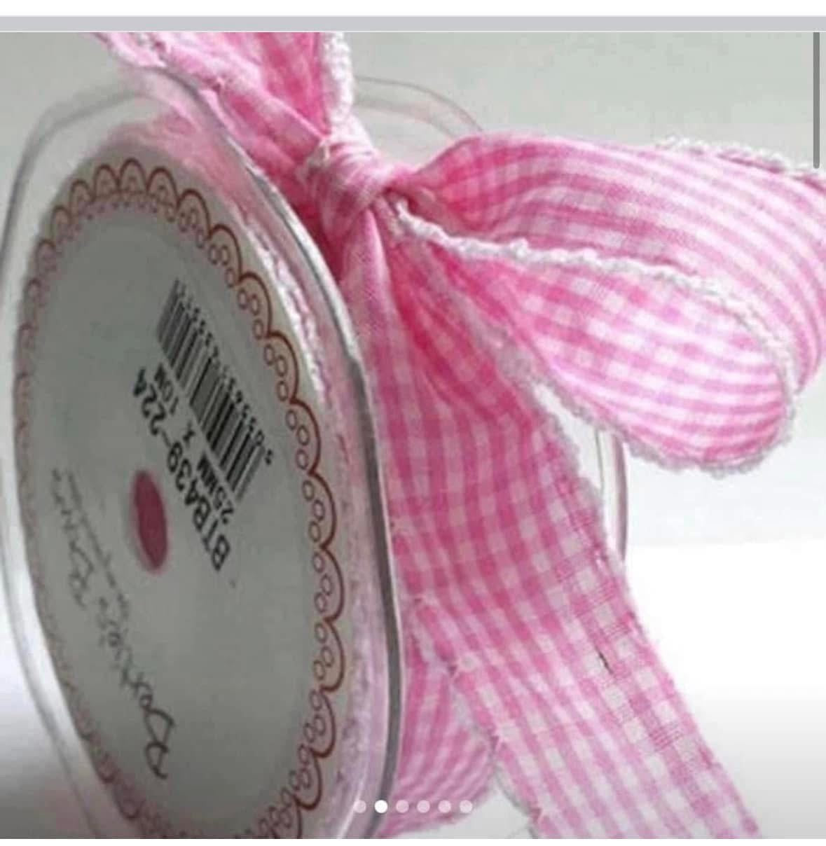 Gingham ribbon 25mm wide