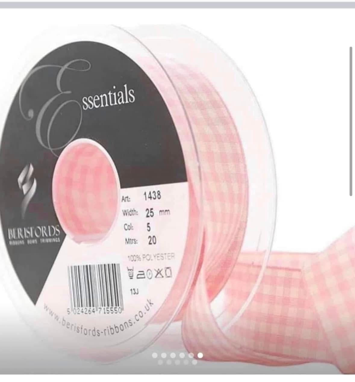 Gingham ribbon 25mm wide