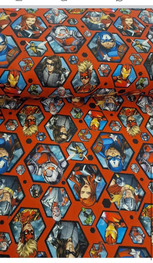 Cotton 100% princess avengers fabric material Disney licensed 1 metre