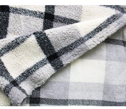 Sherpa fleece tartan fabric material