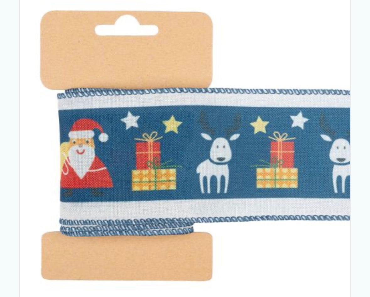 Christmas ribbons sold as 2.5 m lengths on card cute festive designs