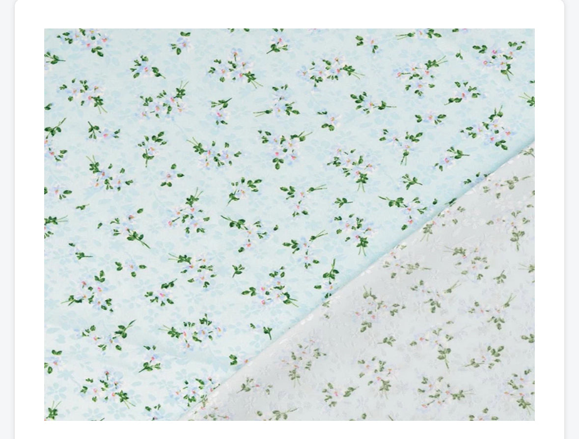 Jacquard satin fabric material silky floral flowers ditsy cute pretty 1 metre
