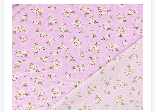 Jacquard satin fabric material silky floral flowers ditsy cute pretty 1 metre