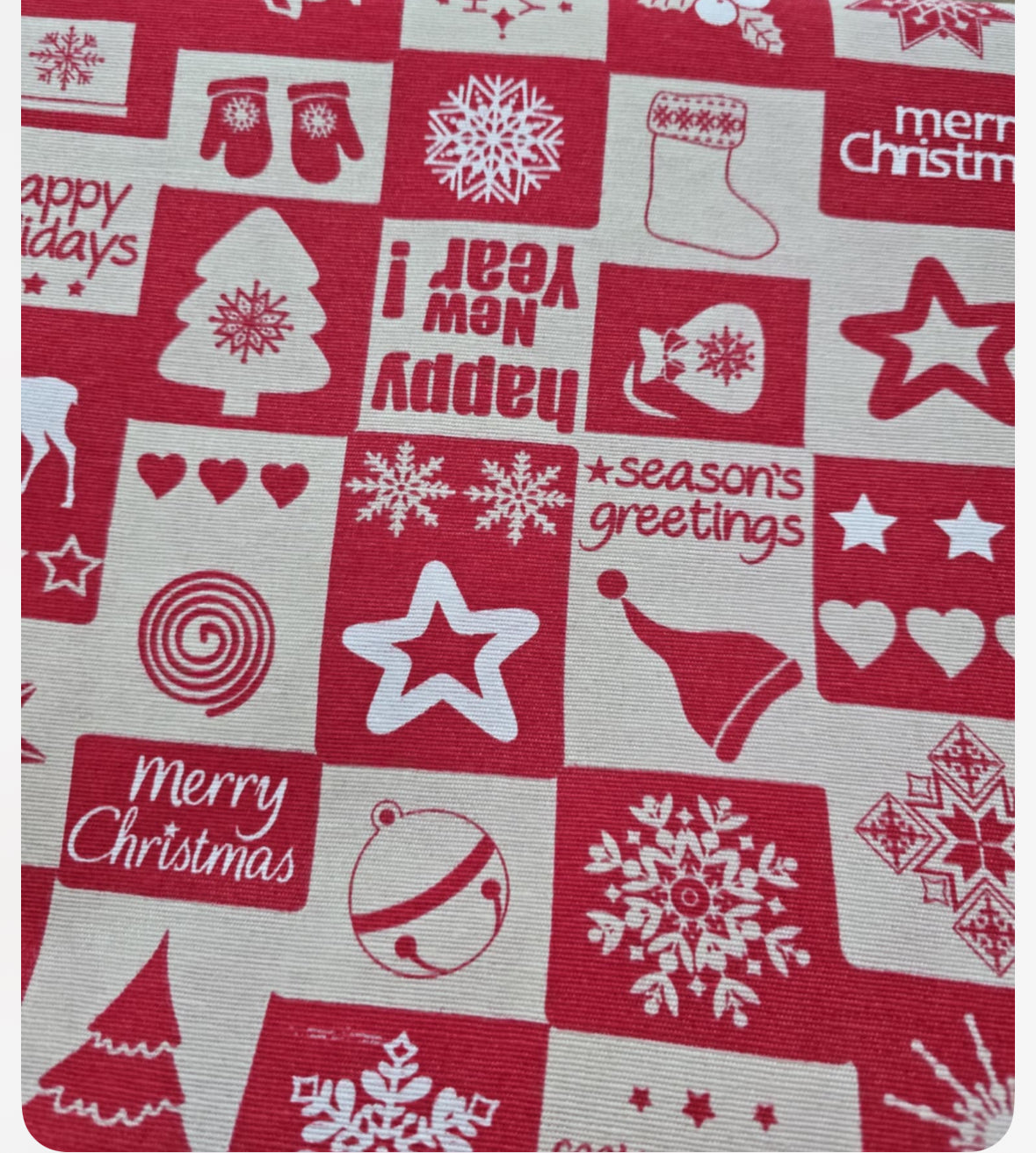 Cotton rich canvas Christmas fabric material festive Santa 140cm wide