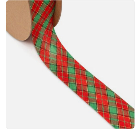 25mm bias binding tape tartan